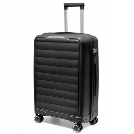 Puccini Turijn Middelgrote Koffer Zwart 65cm Polypropyleen 4 Wiel TSA Slot