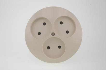 Uni Inbouw Stopcontact - 3-voudig - Rond - Crème