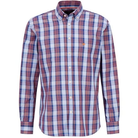 Fynch-Hatton Overhemd Bold Multi Check Button Down Tangerine-Blue / male