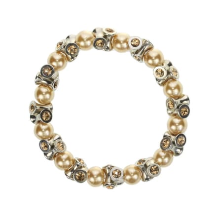 Behave - Rekarmband champagne parels steentjes - elegante look
