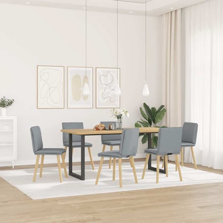 vidaXL - Eetkamerstoelen - 6 - st - stof - lichtgrijs