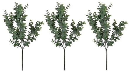 Mica Decorations Kunstbloem - 3x - Eucalyptus kunsttak - grijs/groen - 65 cm - decoratie