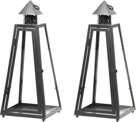Fancy Flames Lantaarn - set van 2x stuks - metaal - 16,7x39,9 cm - windlicht voor tuin