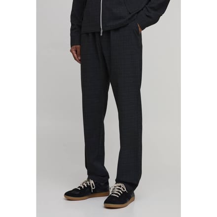 Micro Check Pleat Front Straight Leg Trouser Co-ord | Charcoal | Size Medium