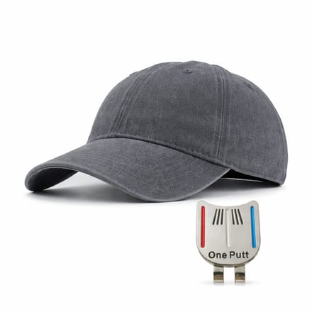 Vintage Golf Pet – Inclusief Putting Alignment Tool - Grey - Verstelbare Golf Cap – Inclusief Ball Marker - Golf Pet - Golf Accessoires - Golf Spullen