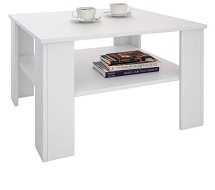 Witte salontafel met opbergruimte - 68 x 68 cm