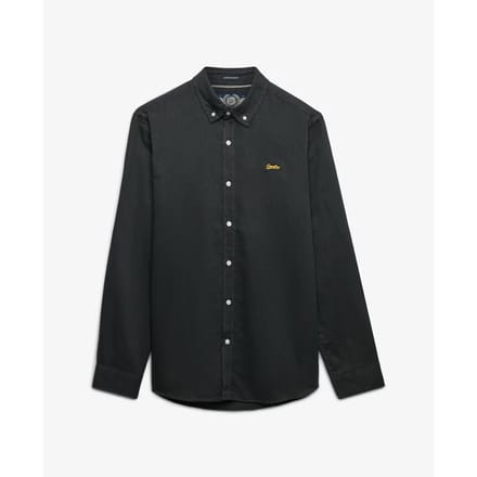 Superdry Katoenen Linnen Overhemd met Lange Mouwen Dark Grey Grootte: Xxl