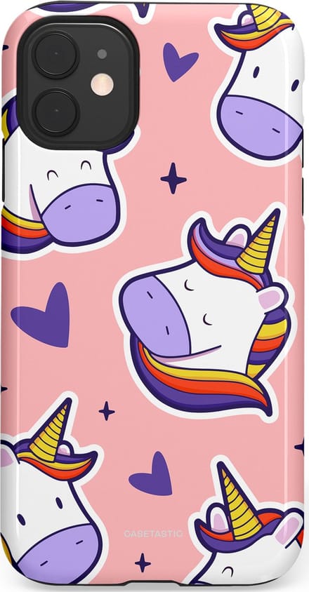 Casetastic hoesje geschikt voor Apple iPhone 11 - Dubbellaagse bescherming - Unicornhart - Fashion Case - Lichtroze Wit Lavendel