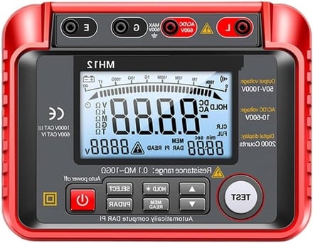 Isolatietester - Megohmmeter Meter - Elektrische Metingen - Dubbele Weergave - 600V Bereik - One Color