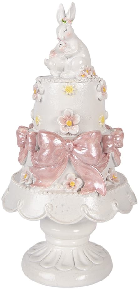 Clayre & Eef Decoratie Beeld Taart Ø 15x29 cm Wit Kunststof