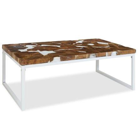 vidaXL - Salontafel - 110x60x40 - cm - teakhout - en - hars