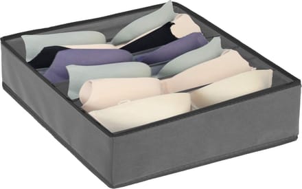 Springos Lade Organizer | Kleding Organizer | Ondergoed Organizer | 7 vakken | Grijs/Zwart | 30 x 30 cm