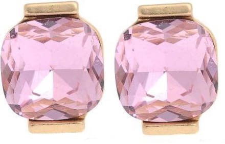 Behave - Oorbel steker roze glassteen elegant pasteltrend goudkleur