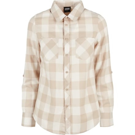 Urban Classics - Turnup Checked Flanell Blouse - S - Creme