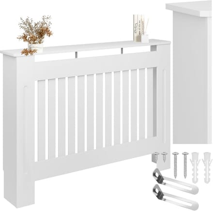 Radiatorombouw met Plank - Stijlvolle Radiatorafdekking in Lamellenontwerp - Wit