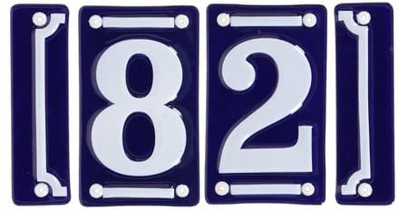 Best for Boots huisnummer 82 met sierrand - Oudhollands - emaille - blauw/wit