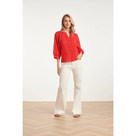 Smashed Lemon Broderie blouse met knoopsluiting en driekwart mouwen |