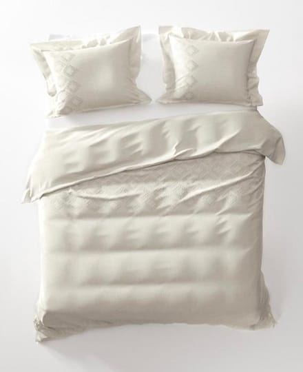 Yellow Naomi Dekbedovertrek - Eenpersoons - 140x200/220 cm - Off White