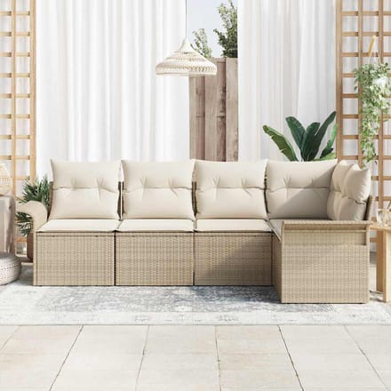 vidaXL - Tuinbank - Set - 5 - st - poly - rattan