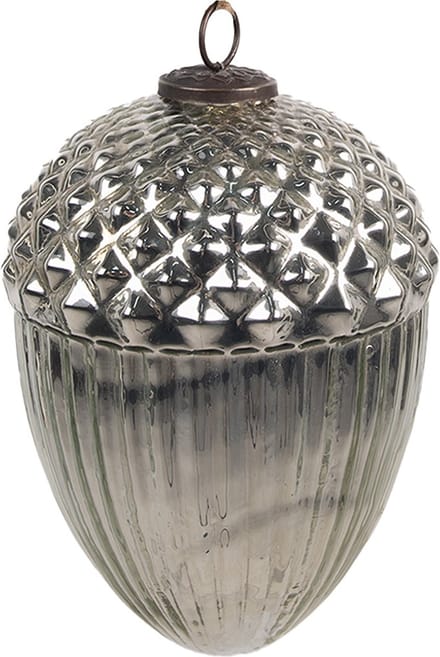 Clayre & Eef Kerstbal Overig Ø 10x15 cm Zilverkleurig Glas Kerstballen