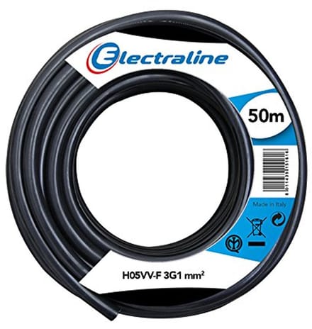 Kabelrol H05VV-F 3G1 mm² 50 m Zwart