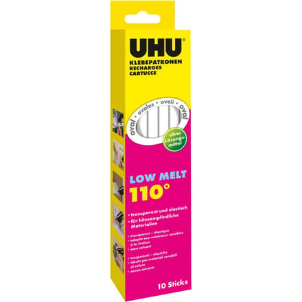 UHU - 48620 Transparante Lijmstick Low Melt - 170 mm - 125 g - 10 stuks
