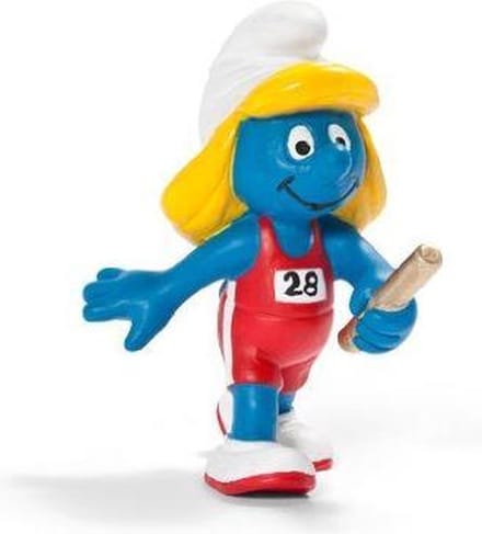 De smurfen - Smurfin als estafetteloper - Atletiek - Schleich - Speelfiguurtje - 5cm