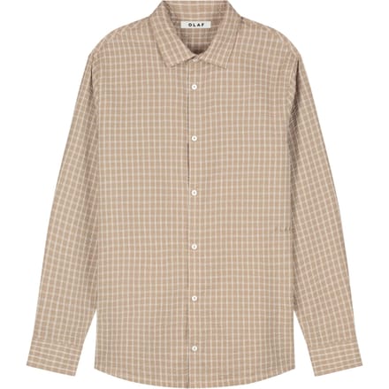 Olaf Checked Seersucker Ls Shirt Lange Mouw Overhemden Beige M240308