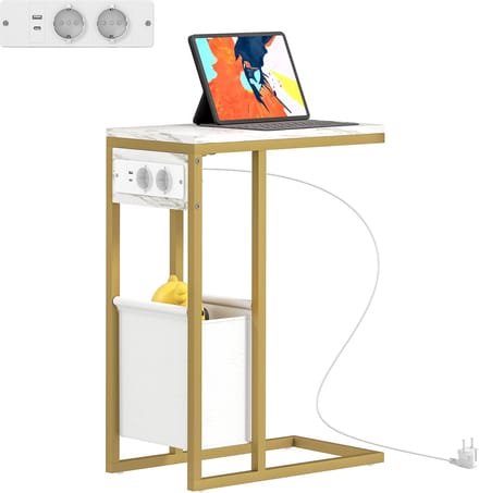 HOMCOM bijzettafel - MDF - 46x25x62,5cm - Wit