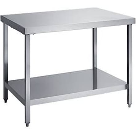 Werktafel van rvs, met legbord, 1400 x 700 x 850 mm