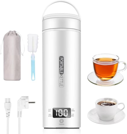 Draagbare elektrische waterkoker 450 ml met 4 temperatuurinstellingen en automatische uitschakeling