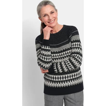 Noorse pullover met glinsterende lurex - zwart / gebroken wit / gedess. - Gr. 19 van Goldner Fashion