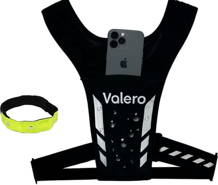 Valero Hardloopvest - Waterdicht telefoon vak - reflecterend runningvest - zwart