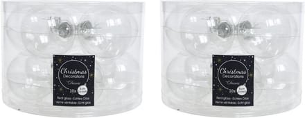 Decoris Transparante kerstballen glas - 6 cm - 20x - mat en glans
