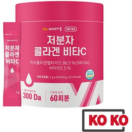 [Vitamin Village] Peptide de collagène de poisson à faible poids moléculaire, vitamine C (30,60 Bâtonnets) / 300Da 30 stick (no case)
