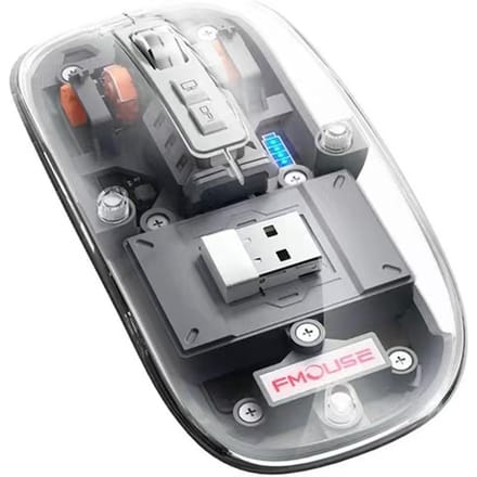 Souris transparente sans fil, connexion à trois modes, Modes transparents, DPI réglable, qualité supérieure gris