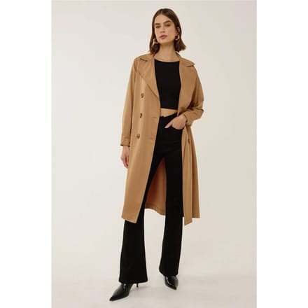 Dubbelzijdig Gordijn Trenchcoat met Ceintuur