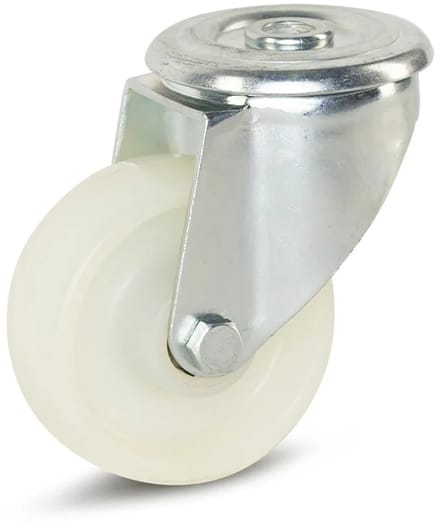 Nylon zwenkwiel met centraal gat - 80mm - 150kg
