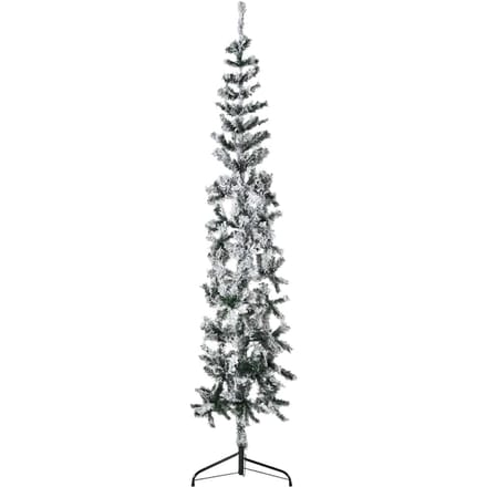 vidaXL - Kunstkerstboom - half - met - sneeuw - smal - 180 - cm