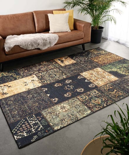 Patchwork vloerkleed - Fade No.1 olijfgroen 152x230