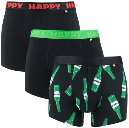 Happy Socks heren 3P boxers beer zwart & groen