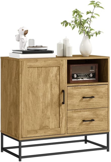 HOMCOM Dressoir - Spaanplaat - 80x40x78cm - Natuurlijk hout