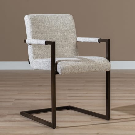 Bronx71® Eetkamerstoel Lio gemêleerde stof off white/bruin - stoel