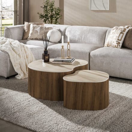 Hoyz Collection - Salontafel Ceramo Medio - Bruin - 85x90x39 cm