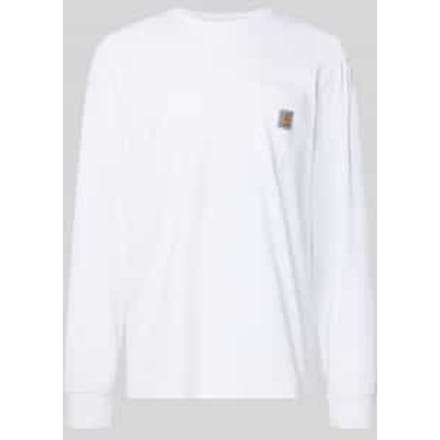 Shirt met lange mouwen met borstzak en labeldetail