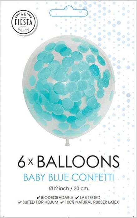 Globos Confetti Balloons Paper Confetti Baby Blue 30cm 6pcs