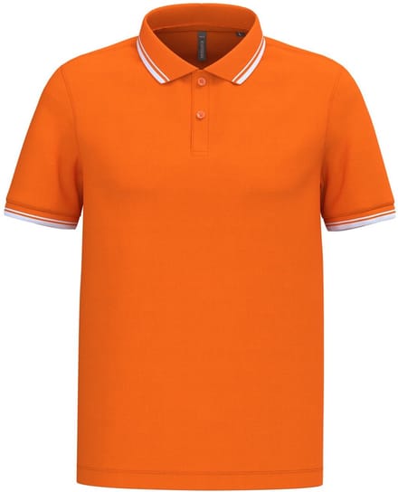 Kariban Gestreepte herenpolo korte mouwen K272 - Orange / White - M