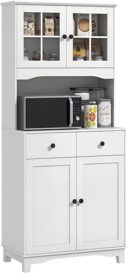 HOMCOM keukenkast - spaanplaat - 74,5 L x 40 B x 172 H cm - wit