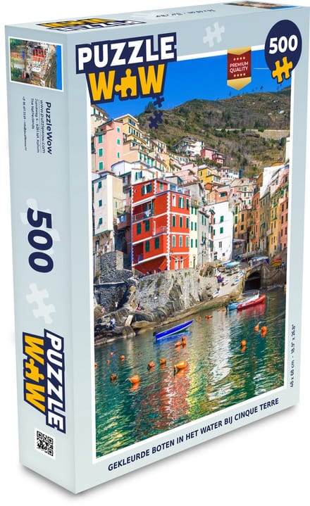 Puzzel Gekleurde boten in het water bij Cinque Terre - Legpuzzel - Puzzel 500 stukjes