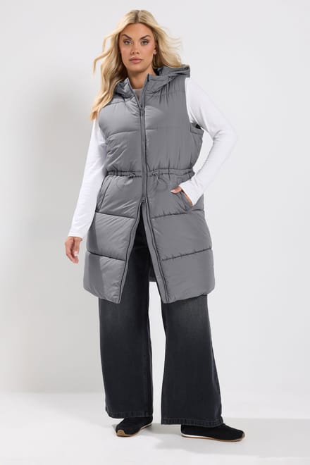 Yours Grijs Gewatteerd Gilet Size 42